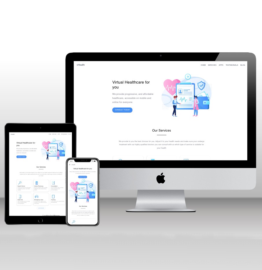 Screenshot of vHealth (Gatsby template) project